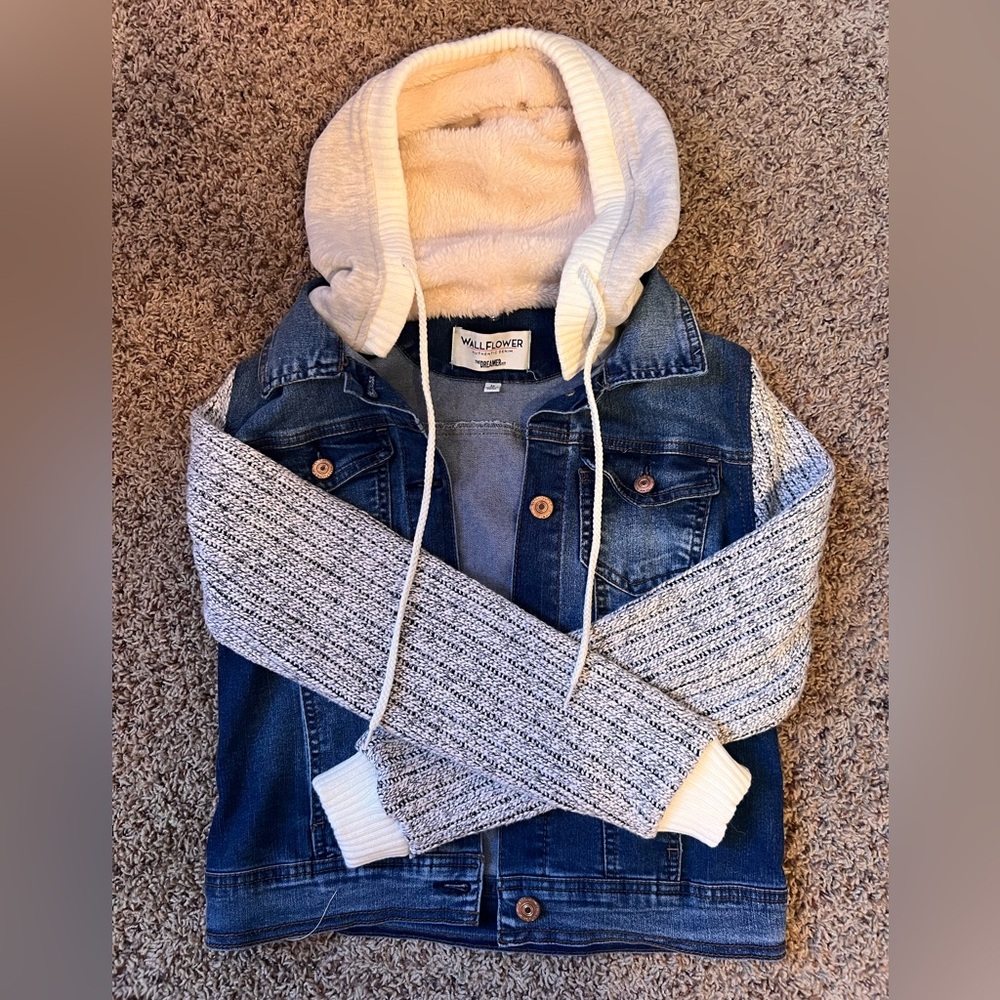 Combined jean jacket hoodie